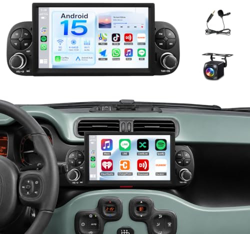 JAWSEU 4+64GB Autoradio mit Bildschirm Bluetooth für FIAT Panda 2013-2020 2DIN 7 Zoll Auto Radio Unterstützt DAB+ Navi WLAN 5G FM HiFi Carplay Android Auto Lenkradsteuerung Android 15