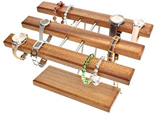 Uhrenhalter Uhrenständer Uhrhalter Ringablage Armbandhalter Mahagoni Made in Germany (30 cm Breit, Mahagoni)