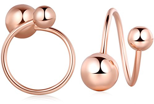 Yumilok Roségold 925 Sterling Silber Kugeln Helix Spirale Ring Piercing Tragus Ring Ohrringe Hypoallergen Ohrschmuck für Damen Mädchen