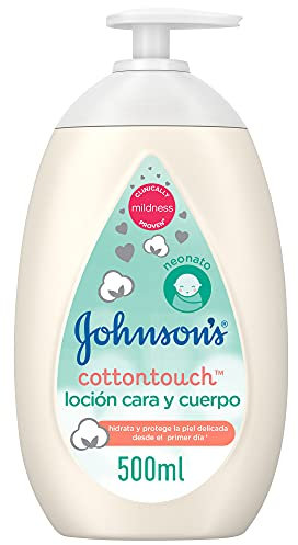 Johnson's Baby CottonTouch Face & Body Lotion, crema hidratante corporal y facial con algodón, crema para bebés recién nacidos, dermatológicamente probada, 1 x 500 ml