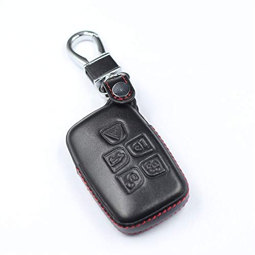 M.JVisun Véritable Cuir Clef Coque Porte-clés pour Jaguar XE XEL XF XFL XJ F-Pace F-Type Intelligent Clé de Voiture - Cuir - Noir