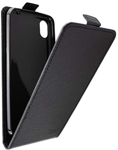 caseroxx Flip Cover für Gigaset GS110 in schwarz – Handy-Tasche mit Kreditkartenfächern & Magnetverschluss aus Kunstleder, schlank & funktional