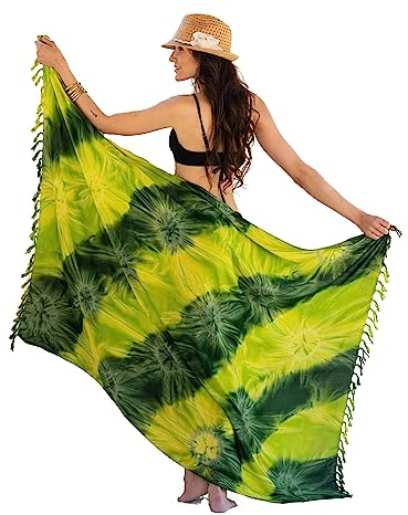 NELUHA Sarong Tuch Damen mit Saronghalter Pareo Wickeltuch Handtuchkleid Wickelrock Damen strandtuch xxl Tuch Männer pareo damen strandtuch damen Streifen grün