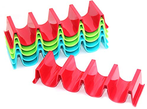 Senhai 6 piezas Soporte para tacos, PÁGINAS Salud Material Taco Camión Bandeja Rack Holds hasta 4 tacos cada uno, Aptas para el lavavajillas
