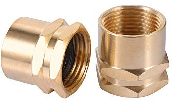 Brass Pipe to Garden Hose Fitting Connect,3/4 GHT Female x 3/4 NPT Female Connector,GHT to NPT Adapter Brass Fitting,Garden Hose Adapter (2 Pack)(3/4GHT female to 3/4 NPT female)