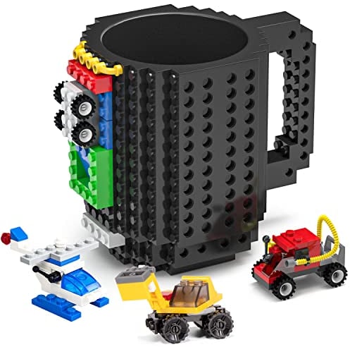 DAYMOO Build on Brick Mug,Divertenti Tazza da caffè, Tazza colazione personalizzata,Tazza Natalizia con Halloween,Regalo di compleanno,Nero