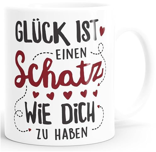 SpecialMe® Kaffee-Tasse Glück ist einen Schatz wie dich zu haben Geschenk Liebe Liebeserklärung Weiss Keramik-Tasse