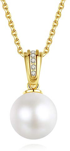 VIKI LYNN Collier Pendentif Perle de Culture 7-8mm Bijoux Fantaisie Femme en Argent Fin 925 et Zircon Cubique Idée Cadeau Femme Fille