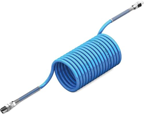 RS PRO Serie EC PA Spiralschlauch Blau mit BSP 1/4 Außengewinde Anschluss, Innen-Ø 6mm x 10m