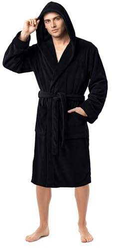 NY Threads Herren Ny Threads Hooded Bathrobe Bademantel mit Kapuze aus Fleece (1er Pack)