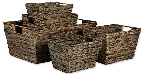 DII Cestas de almacenamiento, hierro jacinto de agua, lavado gris, juego grande, varios tamaños