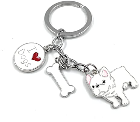 Onwomania - Bulldogge Haustier Love Schlüsselanhänger - Metall Glücksbringer ideal als Geschenk z.B. für den besten Freund, die beste Freundin, Mama - Für Männer, Frauen & Kinder