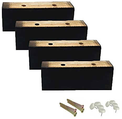 Pieds de Meubles en Bois Solides Naturel 4 Pièces Robustes,Remplacement Pieds D'armoire de Pieds de Lit de Pieds pour Canapé Noires,Peut Transporter Jusqu'à 500 KG (5cm/2in,Rectangle)