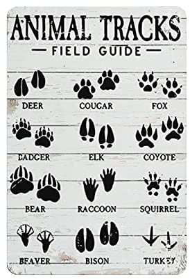 XCNGG Animal Tracks Field Guide Metallwand Poster Blechschild Vintage Dinner Room Restaurant Cafe Shop Decor 12x8in (30x20cm)