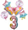 DIWULI Schmetterling Luftballons 3 Jahre - Zahl Geburtstag