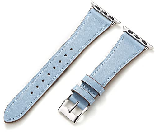 HANDODO Italian Genuine Leather Band Women for Apple Watch Series 10 9 8 7 6 5 4 3 2 1 SE SE2, SGS Certified Dressy Bracelet Cute Strap for iWatch 38mm 40mm 41mm 42mm, Blue