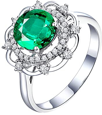 Dsnyu Weissgold 18 Karat Damenring Verlobung 1.4ct Labor Erstellt Smaragd Moissanite Eheringe Modeschmuck 58 (18.5)