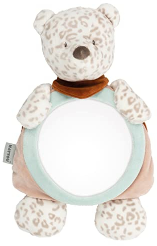 Nattou Rücksitzspiegel Schneeleopard Jungo mit Klettverschluss, 34 cm, Vegan, Boris & Jungo, Beige