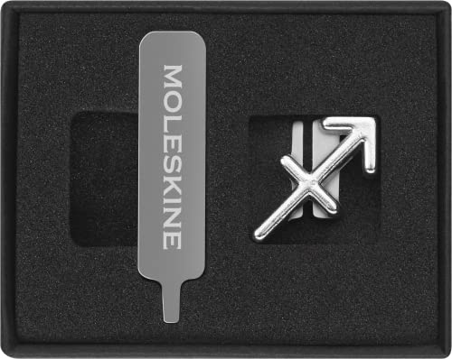 Moleskine Sagittarius Pin for Notebook or Diary, Zodiac Symbol Pin, Personalise Elastic Closure, Personalised Gift Ideas, Silver Colour