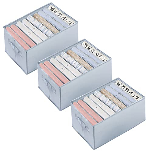 hinrey Schrank Organizer 3 Stück für Jeans Hosen Hemden, Kleiderschrank Organizer Schubladen Organizer | 34cm*25cm*17cm*9 Staufächer