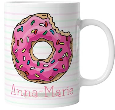 timalo® Kindertasse mit Namen bedrucken lassen | Motiv Donut Personalisierte Tasse mit Wunschname für Kinder Geschenktasse | Mädchen Geschenk pink | mug-ki-11