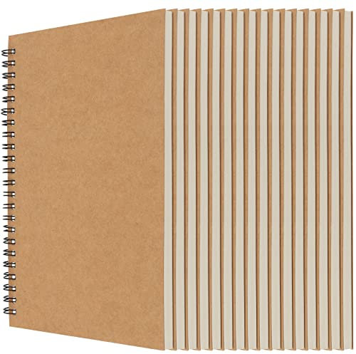 MUKLEI 16 Stück A5 Skizzenbuch, blanko Notizblock, 30 Blatt/60 Seiten, spiralgebunden, Skizzenblock, Krafteinband, Zeichenblock, für Künstler, Reisen, Schule, Braun