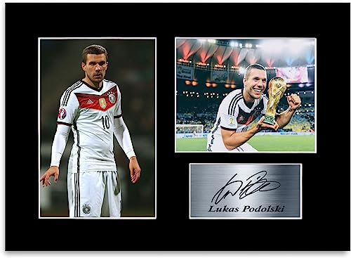 Poster mit Autogramm von Lukas Podolski, Fußballspieler Deutschland, A4, signiert, Geschenk für Fans und Fans