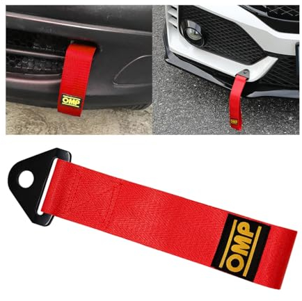 JNNJ 2 Pezzi Cinghia Di Traino Auto, Veicolo Di Emergenza Rimorchio Corda, Cinghia Di Traino Professionale per Rimorchio, Per Il Fissaggio Al Paraurti Posteriore Anteriore Dell'auto(Rosso)