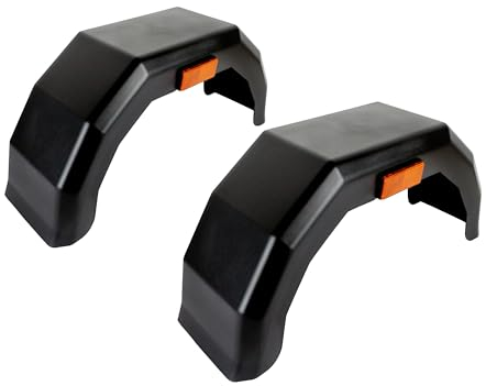 2X Anhänger Kotflügel für 10 Zoll Rad im Set, Kunststoff Schutzblech Pferdeanhänger, Schmutzfänger, eckig mit Reflektor