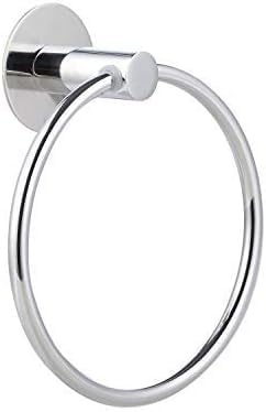 DERDOUT Stainless Steel Bath Towel Holder Hand Towel Ring Hanging Towel Hanger Bathroom Accessories Contemporary Hotel Square Style Wall Mount (Self Adhesive)
