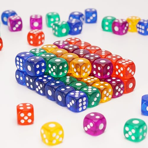 30 Stück | 12mm | 5 Durchscheinende Farben | für Brettspiele, Tischspiele | Wird mit einem Samtbeutel geliefert