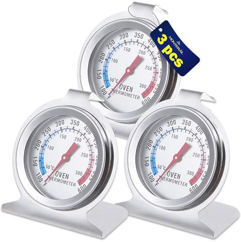 3 Piezas - Termometro para Horno - Fabricado en Acero - de 0° a 300°C - Garantía de 10 Años - MONTERAL