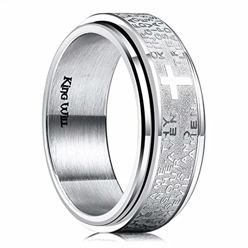 King Will 8mm Gebets-Ring mit Drehfunktion - Edelstahl-Trauring in Comfort Fit für Männer und Frauen