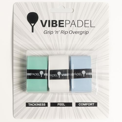 VIBEPADEL Grip 'n' Rip - Overgrip de pádel Antideslizante para Pala de pádel, Pickleball, Squash, bádminton, Paquete de 3, (Paquete de Mezcla) - Accesorio Ideal para Pala de pádel