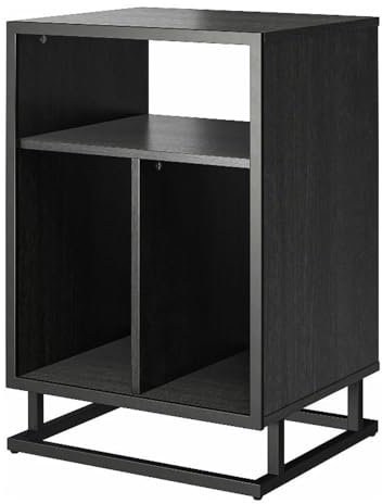 Novogratz Regal Turntable Stand/End Table, Black Oak