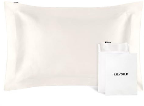 LILYSILK 19 Momme Seidenkissenbezug im Oxford-Stil 100% Maulbeerseide 6A Grade Reine Seidenkissenbezüge für Haare und Haut Umschlagverschluss Kissenbezug 40x60cm, Natürliches Weiß
