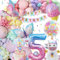 5 Jahre Geburtstagsdeko Mädchen, Deko Luftballons Kindergeburtstag, Einhorn Kindergeburtstag Deko, 5 Jahre Happy Birthday Deko, Einhorn Schmetterling Folienballon Geburtstag Deko für 5 Jahre Mädchen