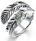 BONLAVIE Feder Ring Labradorit Herren Ringe 925 Silber, Verstellbar Ring Offen Vintage Schmuck Ringe für Frauen Männer