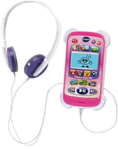 VTech - Baladeur Magic Light Rose, Baladeur Musical Enfant avec Casque Audio, Écran Rétroéclairé, Effets Lumineux, Musiques et Jeux Éducatifs, Cadeau Enfant de 3 Ans à 6 Ans - Contenu en Français