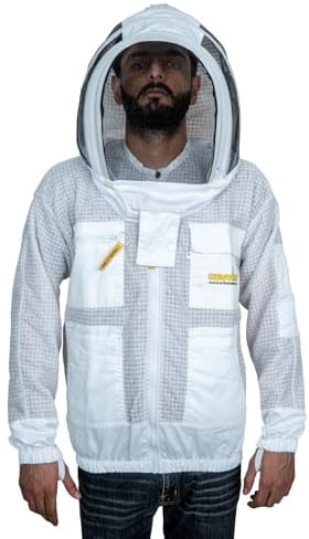 Urbansbee Imkerjacke mit Atmungsnetz, Schutzbekleidung für Imker, 3 Schichten ultra-belüftet, Fechtschleier, Schutz vor Bienenstichen