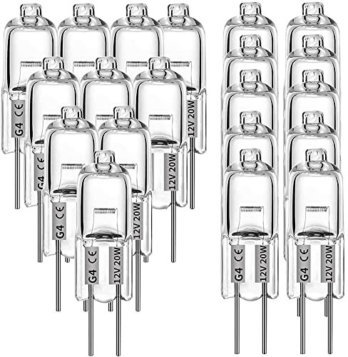 niso 20 StüCk G4 Halogen Birnen, 20 W 12 V Halogen GlüHbirnen 2 Pin Klare GlüHbirne, für Herd Beleuchtung, Signal Leuchten, Schienen