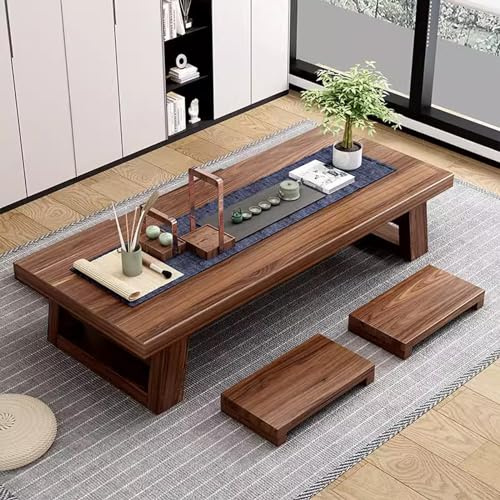 Niedriger Tisch im japanischen Stil für Boden-Sitzen, Esszimmer, Massivholz-Teebodentisch, Chabudai-Kaffeetisch, Tatami-Möbel für Wohnzimmer