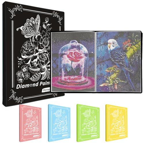 MUFEKUM Diamond Paintings Picture Album, A3 Diamond Paintings Folder With 60 Sheets, Diamond Paintings Storage Book for Finish Work Diamond Art Portfolios (Black)
