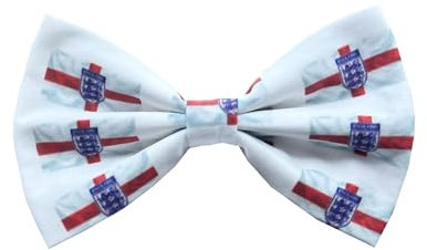 New Dogs Bow Tie Bowtie Football EURO Flag Paws England RED Elastic Band ACCESSORY Handmade UK (White flag Large)