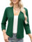 Aottori Boléro Femme Chic et Élégant Tricot Gilet Court Cardigan Manches 3/4 Veste Top pour Robe Mariage Bretelle Soirée Fête Décontracté Vert XXL