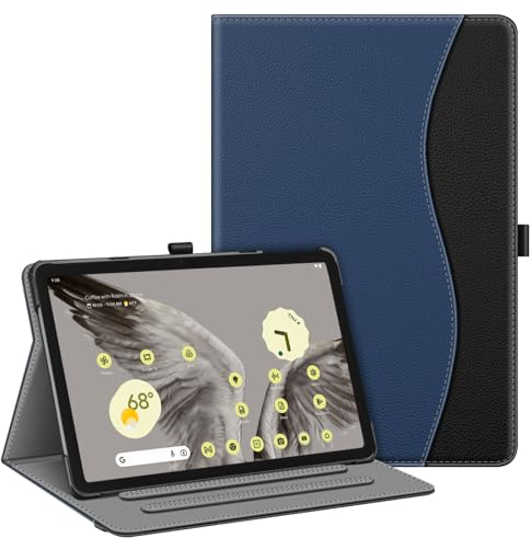 FINTIE Custodia compatibile con Google Pixel Tablet 11 pollici 2023 - [Multi-angolo] Custodia protettiva per visualizzazione con tasca e portapenne, supporto dock per altoparlanti di ricarica, blu
