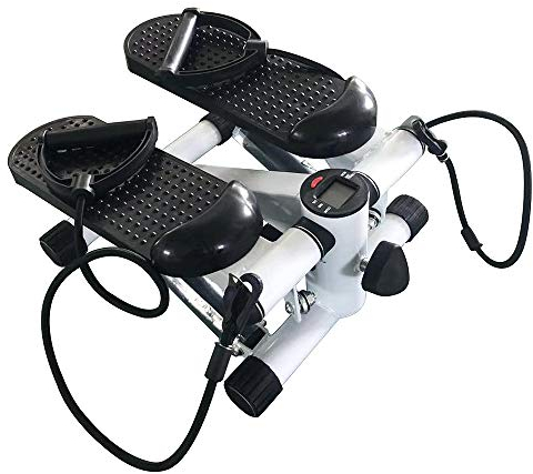 Stepper mit verstellbarem Lenker, Swing-Stepper oben nach unten, Stepper mit Trainingsbändern, ganzheitliches Training (schwarz und weiß)