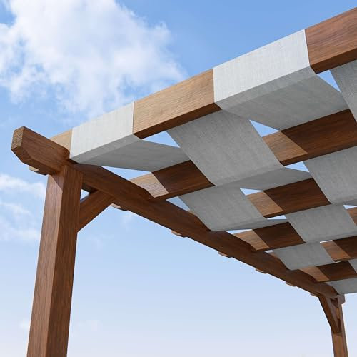Giuri Tessuti - Fasce in PVC Oscurante da 800 g/m² con Speciale Trama Effetto Tessuto per Copertura Pergola e Gazebo - Telo ombreggiante ignifugo al Metro Lineare (155 CM, Grigio/Bianco)