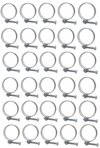 SKIR'CO (30 Stück) Verstellbare Doppeldraht-Schlauchschellen 40-45 mm, verzinkte Stahl-Schlauchschellen, Schlauchschellen mit verstellbarem Durchmesser
