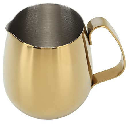 Milk Frothing Pitcher, Metal Steamer Cup Mug Milk Jug,Espresso Steaming Pitchers Stainless Steel Milk Coffee Cappuccino Latte Art Milk Jug Cup Golden (350ml)